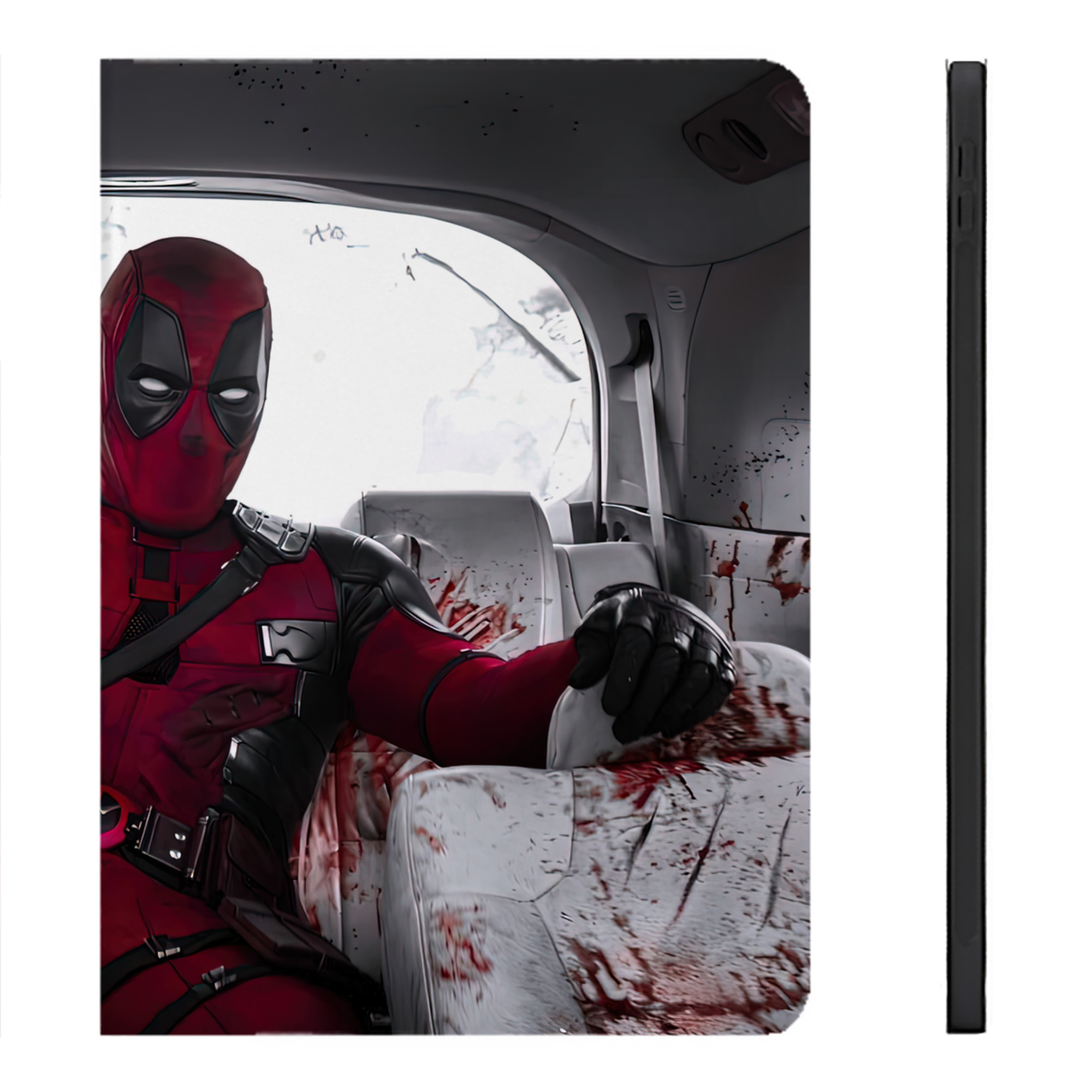 （画像用） Deadpool デッドプール IPadケース ペンホルダー付き ブックスタイルデザイン